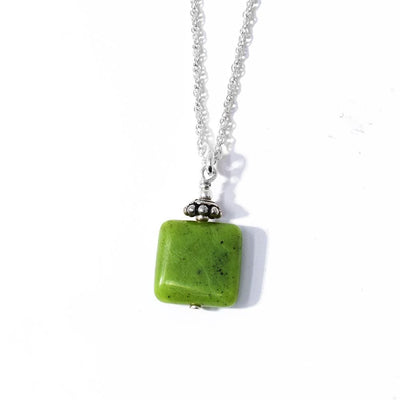 Sterling Silver Square BC Jade Necklace