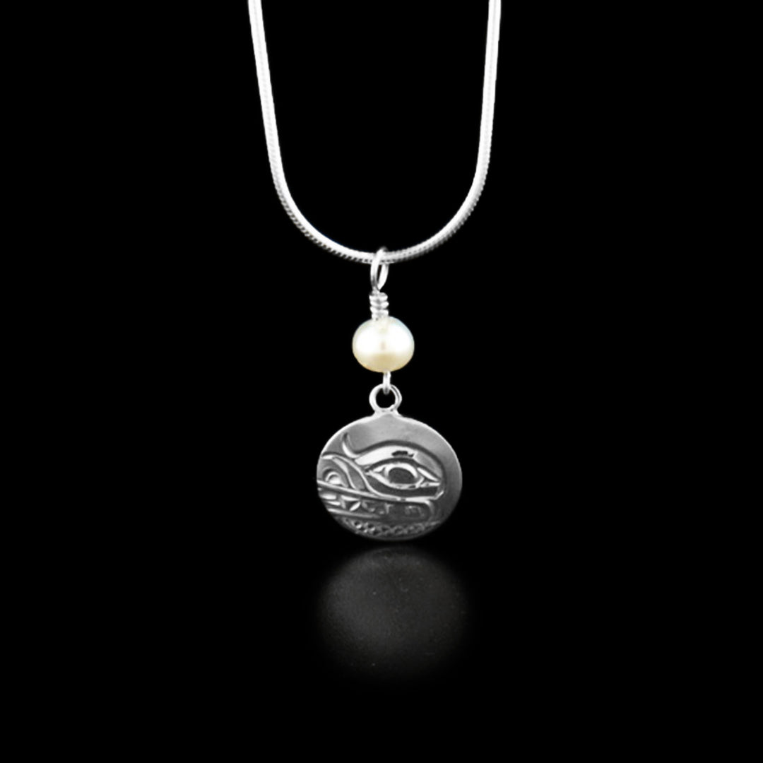 Sterling Silver Round Bear Pendant with Pearl - Artina's Jewellery