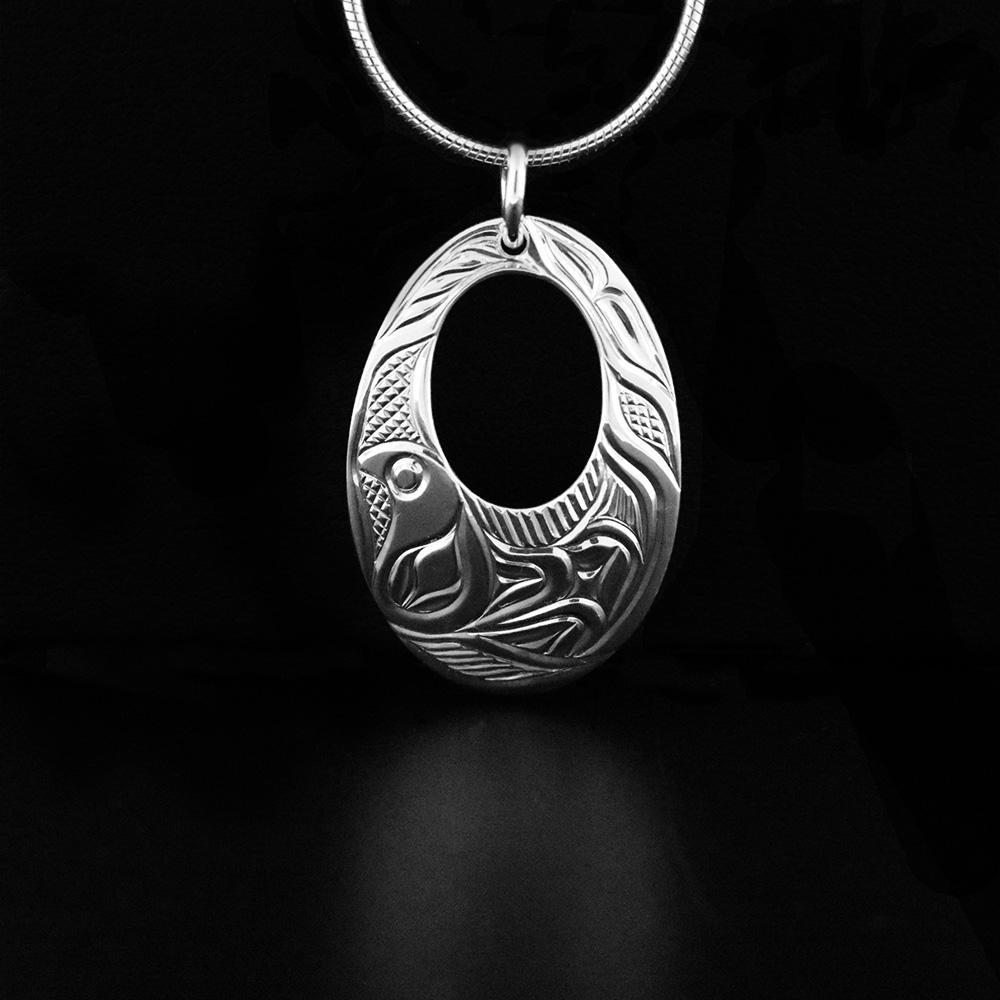 Oval Salmon Pendant