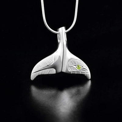 Sterling Silver Whale Tail with Peridot