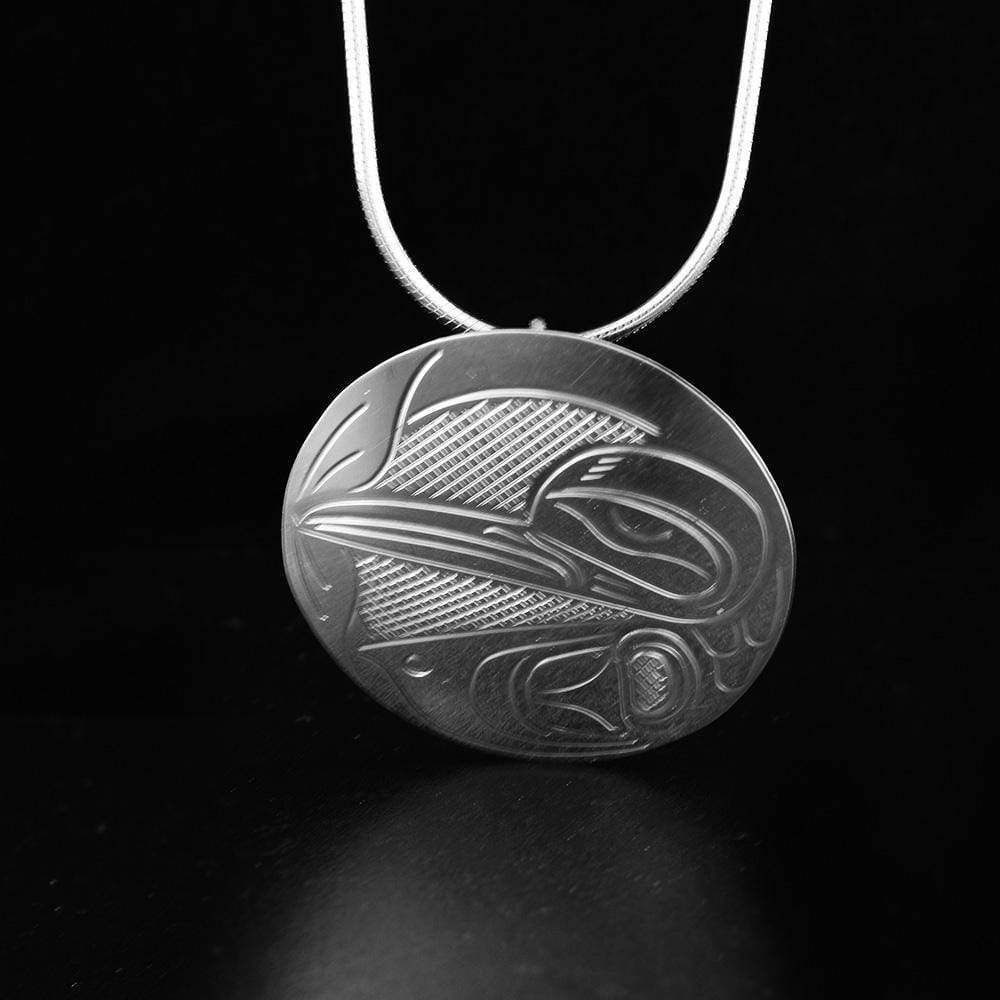 Sterling Silver Small Round Hummingbird Pendant