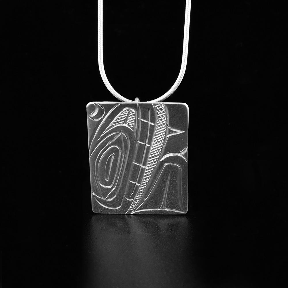 Sterling Silver Rectangular Orca Pendant