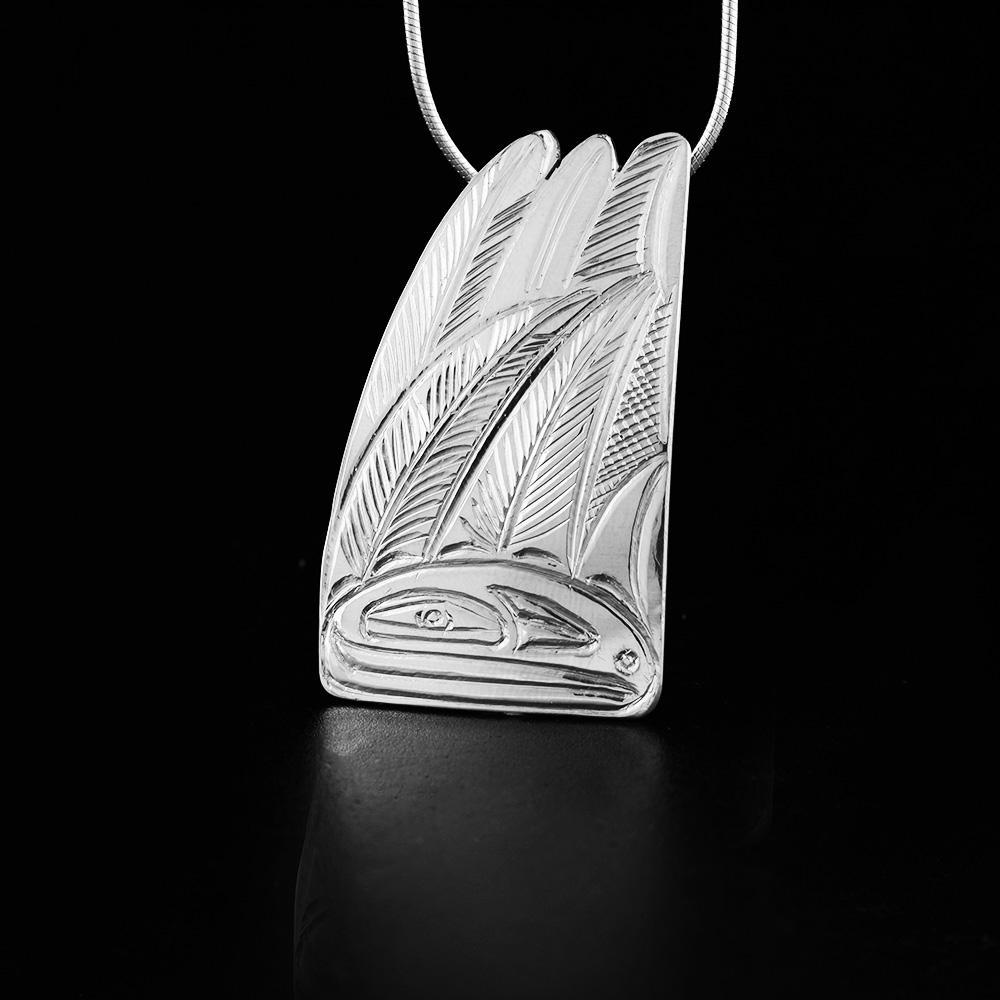 Sterling Silver Ceremony Feather Hand Pendant