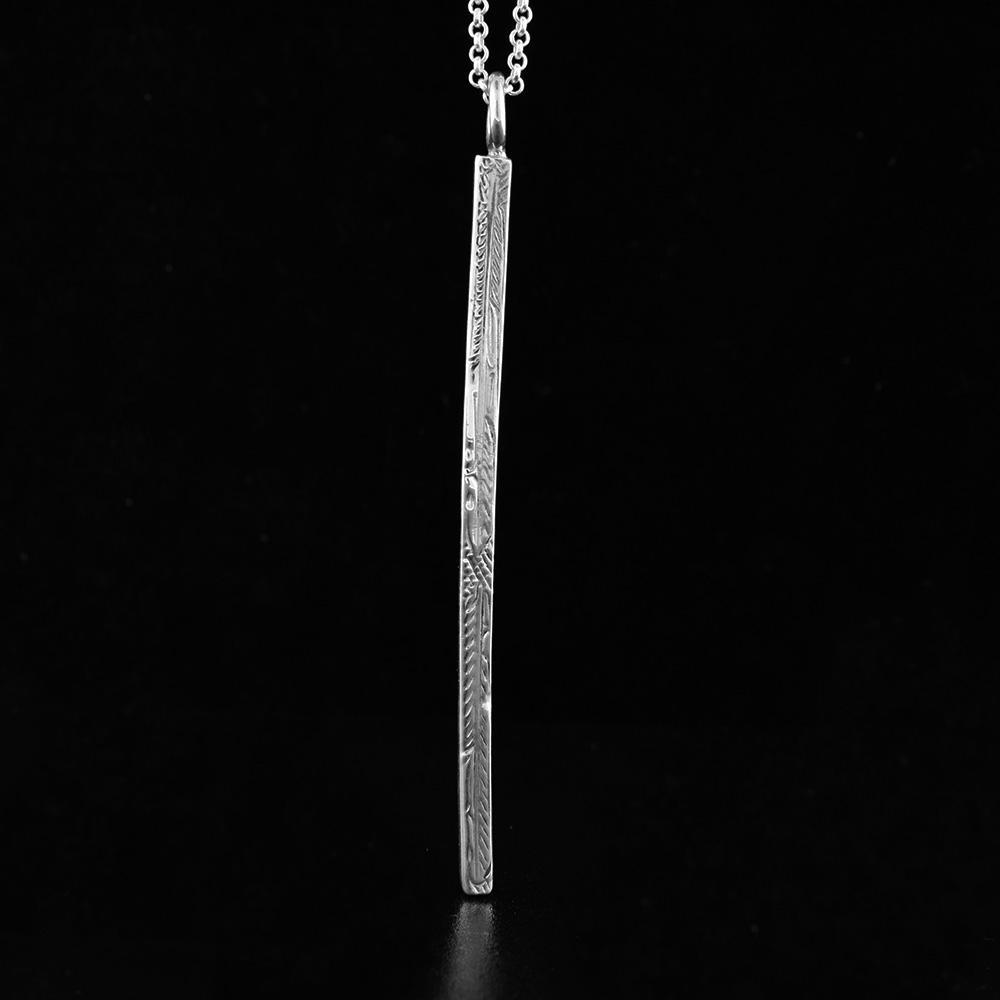 Sterling Silver Coastal Feather Drop Pendant