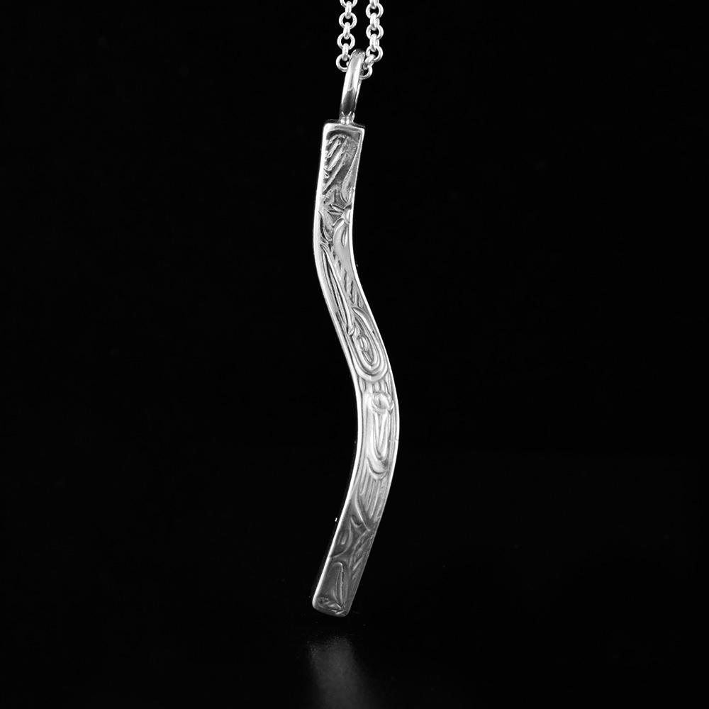 Sterling Silver Coastal Hummingbird Curved Drop Pendant