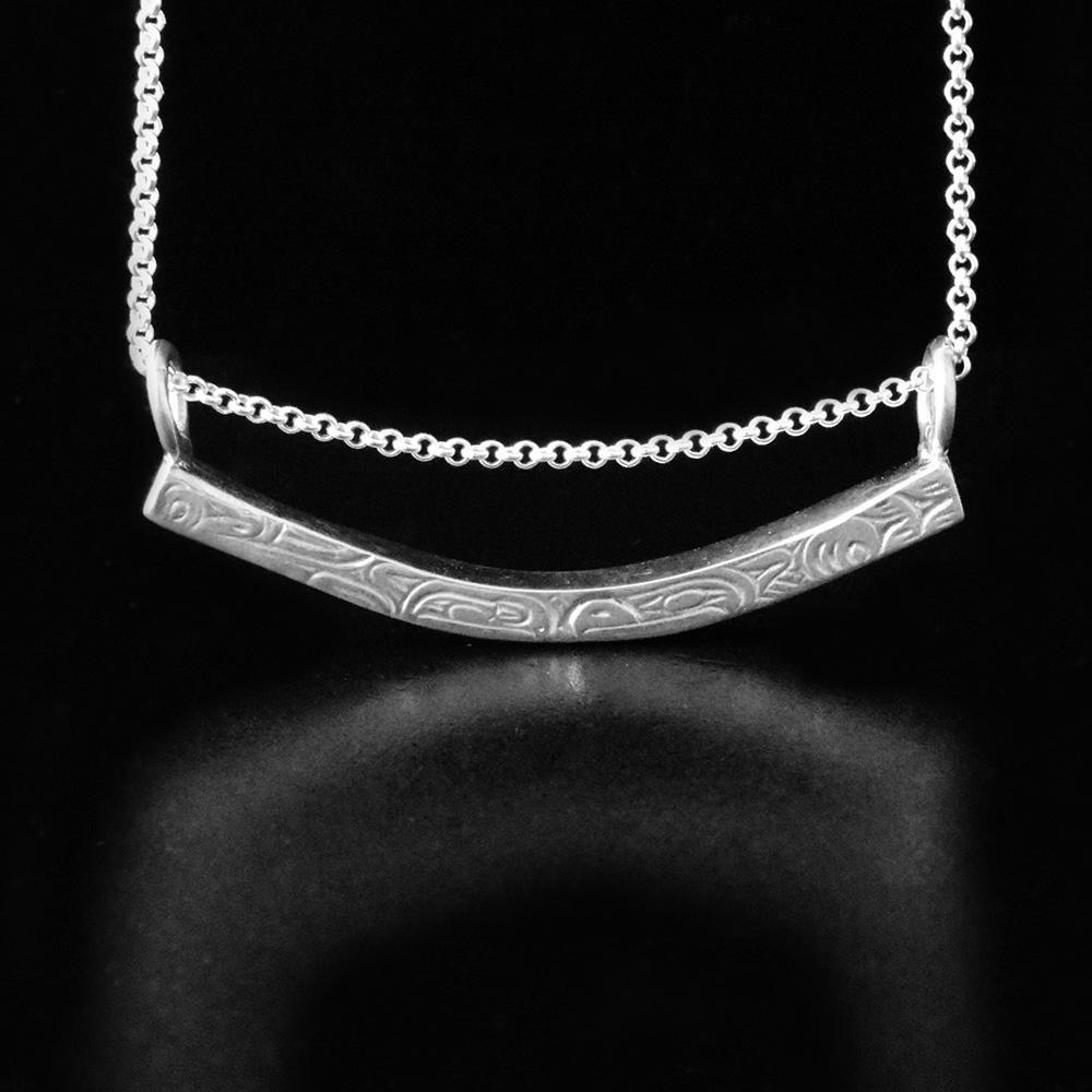 Sterling Silver Coastal Eagle and Orca Horizontal Pendant
