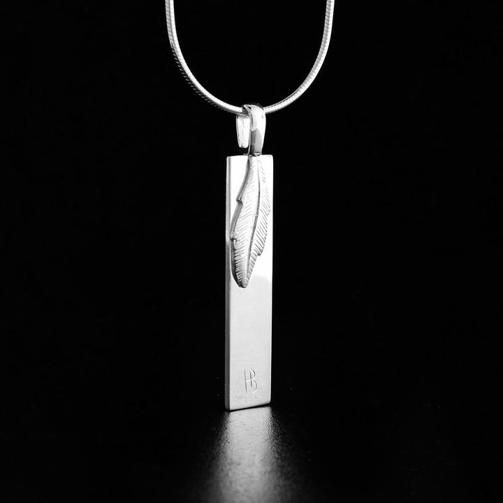 Sterling Silver Rectangular Raven Pendant with Tsavorite Garnet Sun and Eye