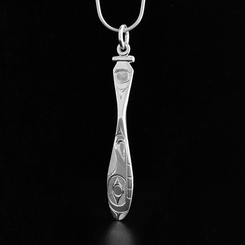Sterling Silver Bear Paddle Pendant