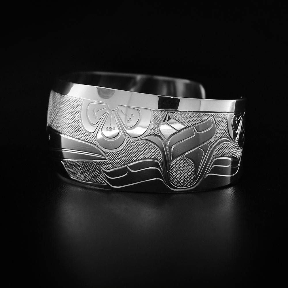 Silver Hummingbird and Flower Bracelet