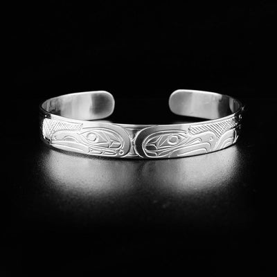 Sterling Silver 3/8" Eagle and Raven Cuff Bracelet