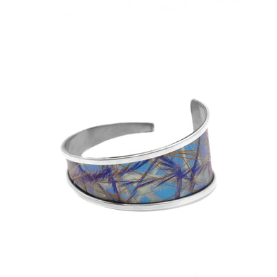 Turquoise Titanium Tapered Cuff Bracelet handmade by artist Jean-Yves Nantel.