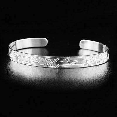 1/4" Sterling Silver Eagle and Raven Cuff Bracelet