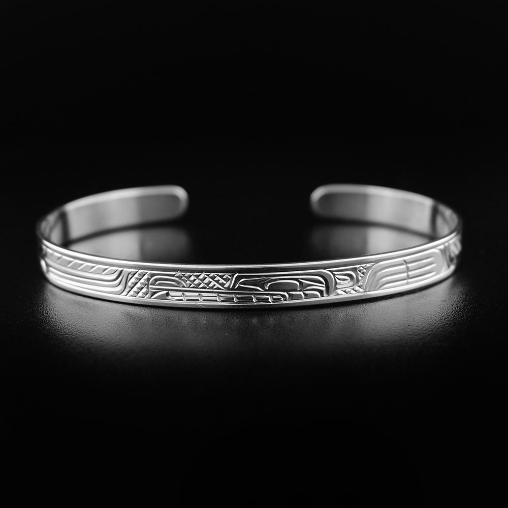 Narrow Silver Wolf Bracelet