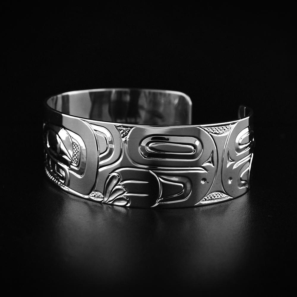 3/4” Silver Bear and Salmon Bracelet