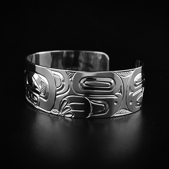 3/4” Silver Bear and Salmon Bracelet