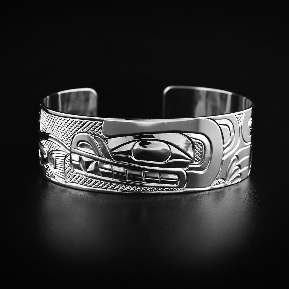 3/4” Silver Bear and Salmon Bracelet