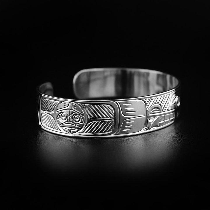 Wolf and a Moon Silver Bracelet