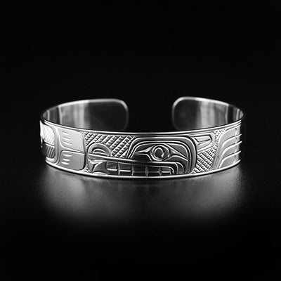 Wolf and a Moon Silver Bracelet