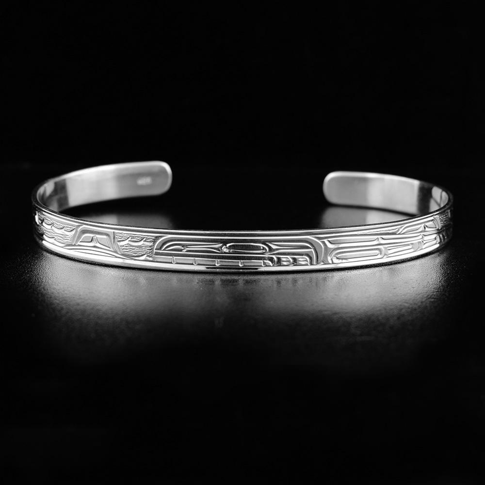 Sterling Silver 1/4" Orca Cuff Bracelet