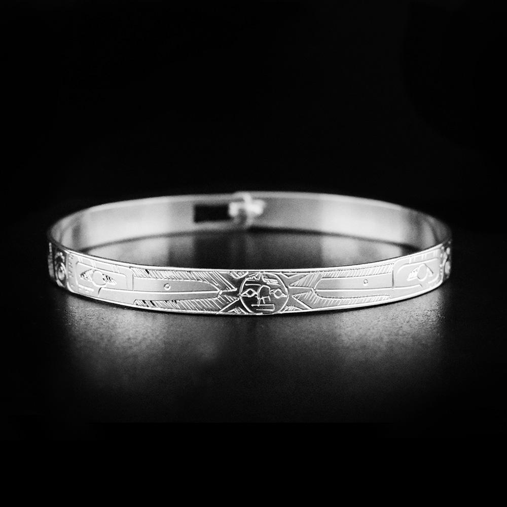 Sterling Silver 1/4" Hummingbirds and Sun Bracelet