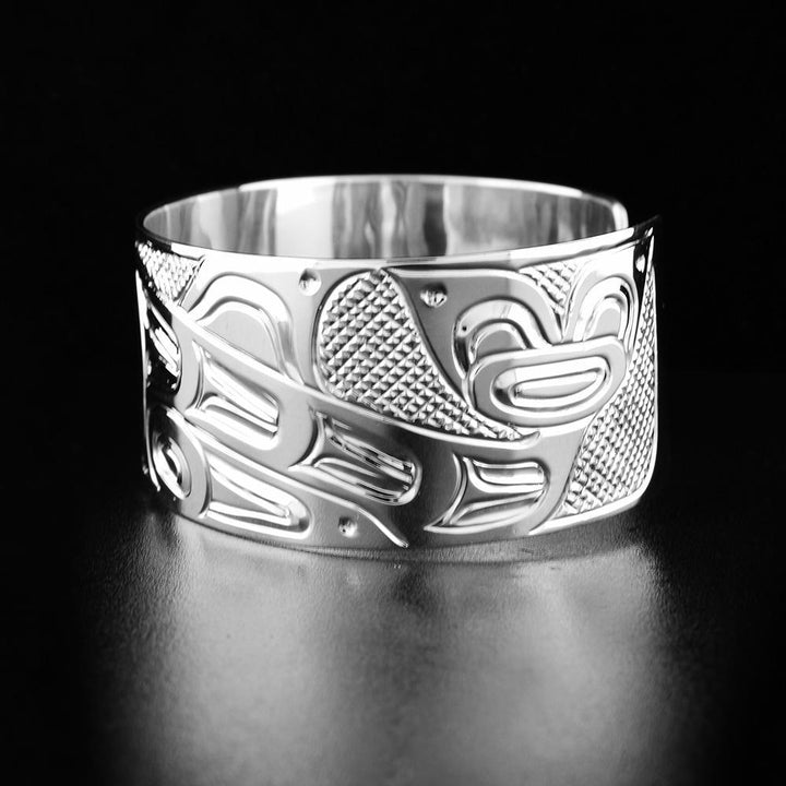 Sterling Silver 1" Orca Pod Cuff Bracelet