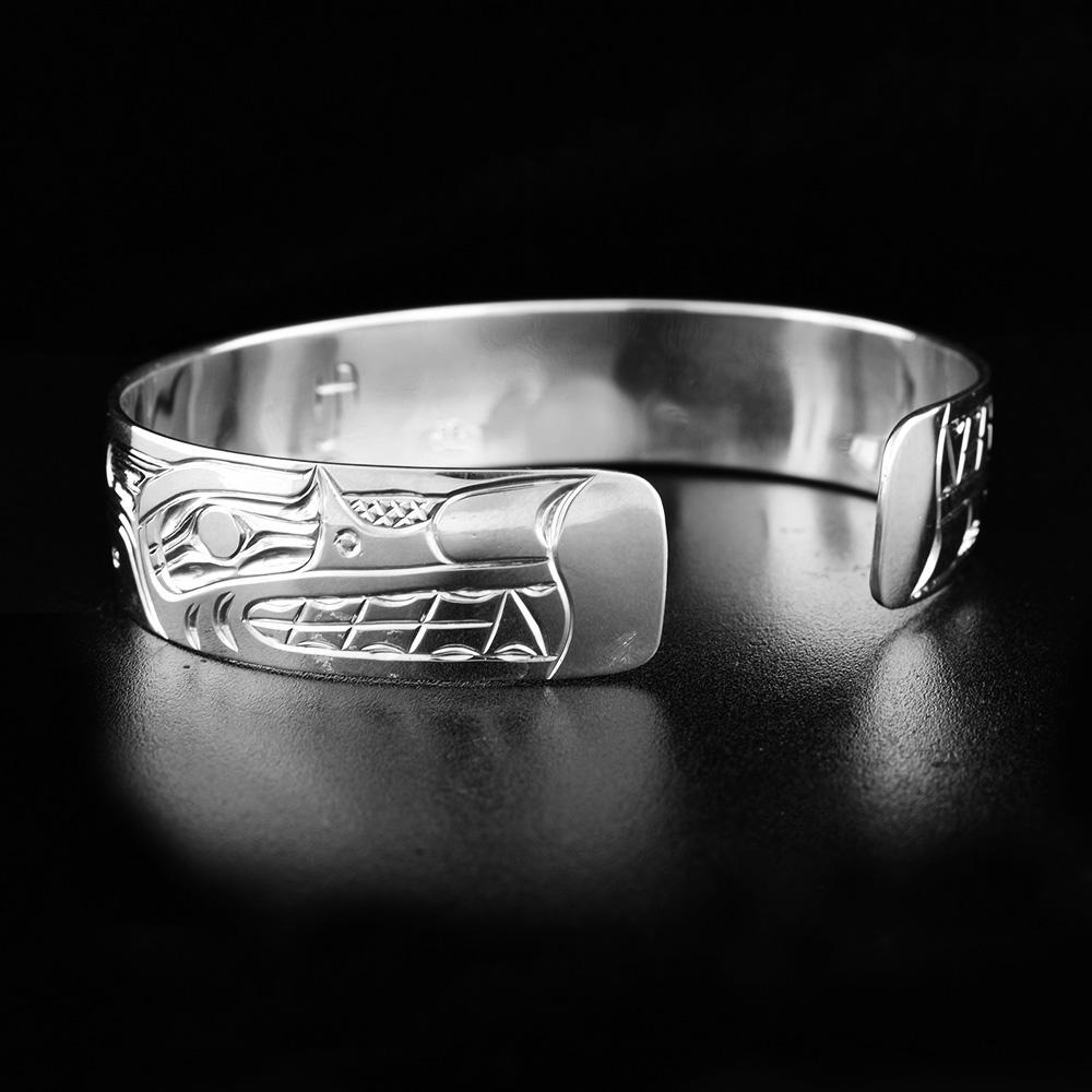 Sterling Silver Four Wolves Cuff Bracelet