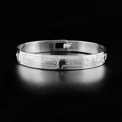 Sterling Silver 3/8" Orca and Thunderbird Clasp Bracelet