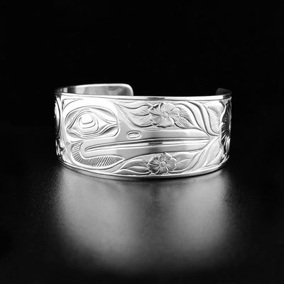 1" Sterling Silver Hummingbird Cuff Bracelet