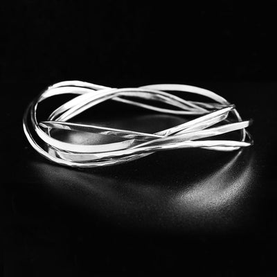 Sterling Silver Ripples Bangle Set of Five
