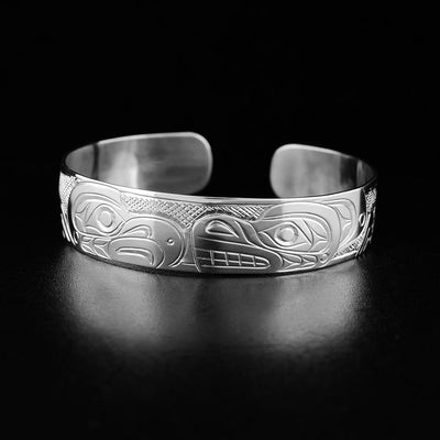 1/2" Sterling Silver Bear and Eagle Cuff Bracelet