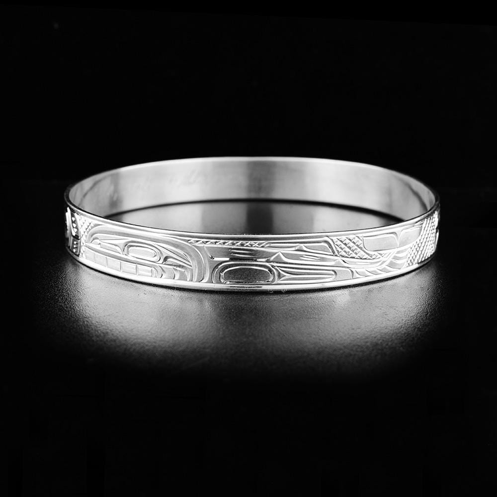 Sterling Silver Thunderbird, Wolf and Orca Bangle
