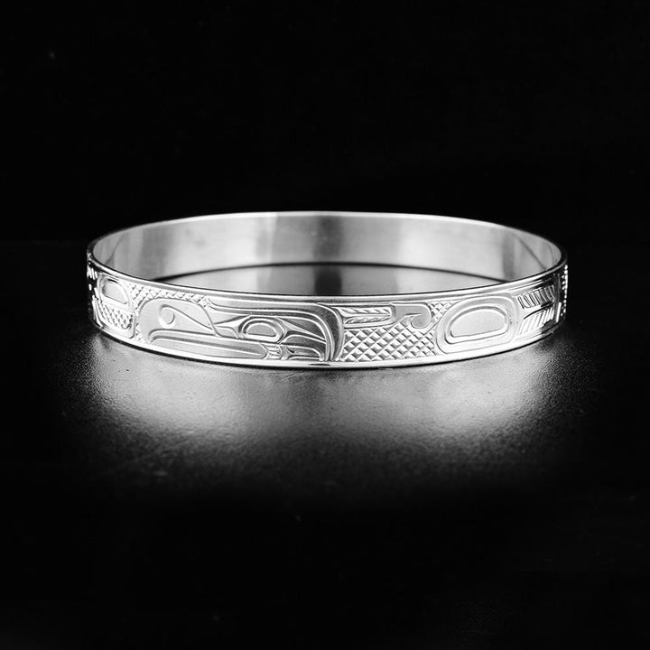 Sterling Silver Thunderbird, Wolf and Orca Bangle