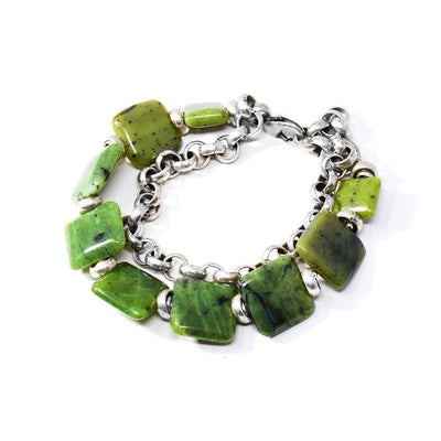 Double Strand Jade and Antique Silver Bracelet