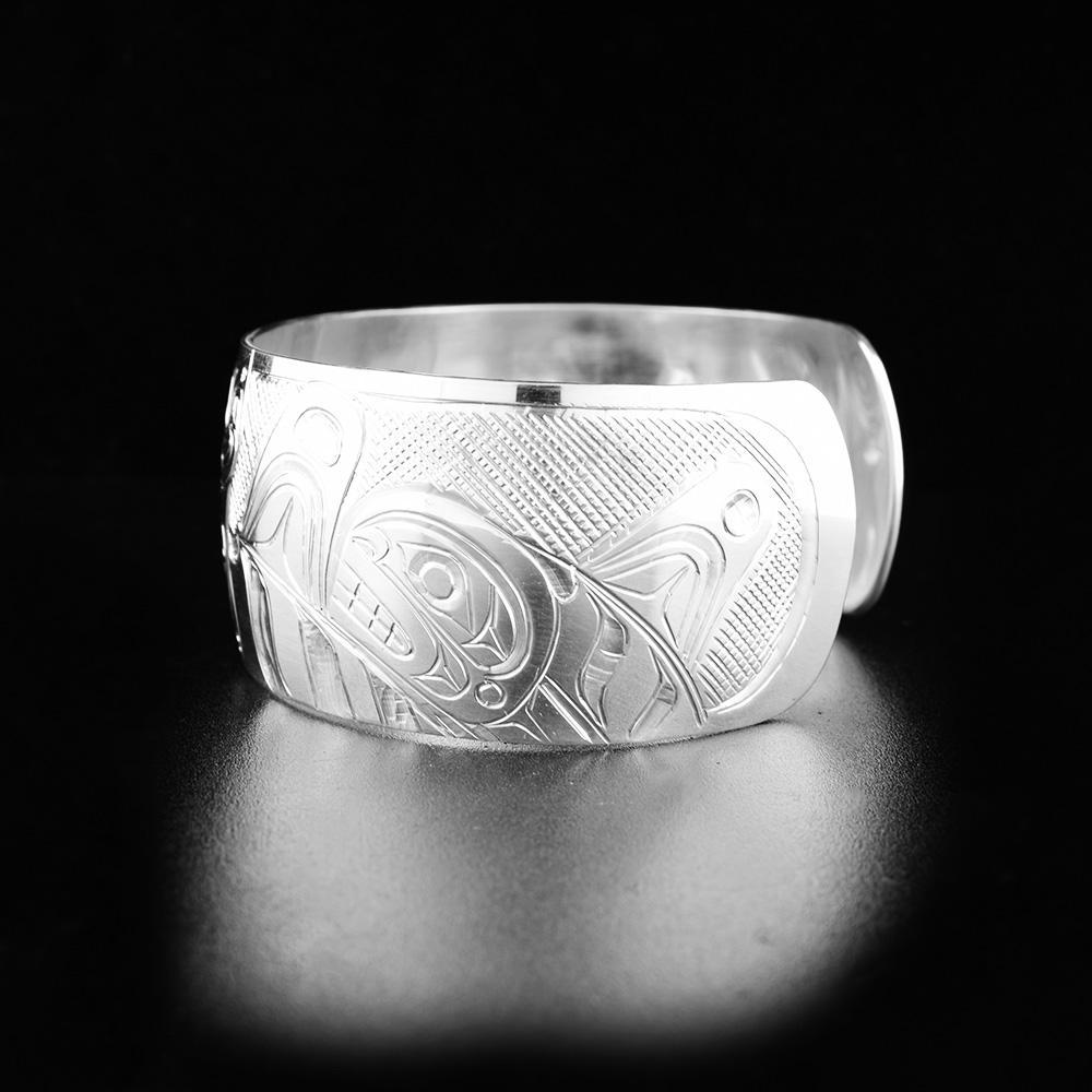 Sterling Silver 1" Playing Orca Pod Bracelet