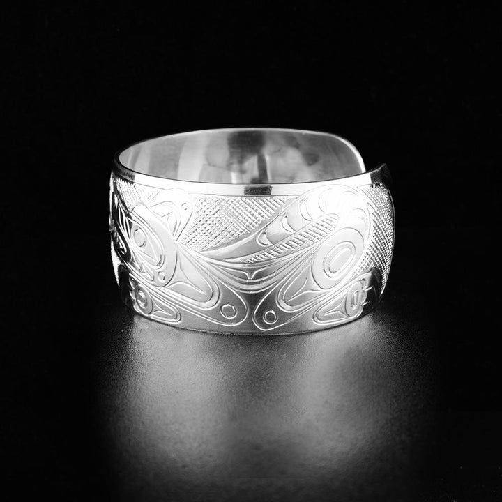 Sterling Silver 1" Bear and Wolf Bracelet