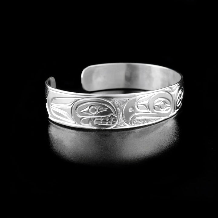 Sterling Silver 1/2" Eagle and Orca Bracelet - Artina's Jewellery