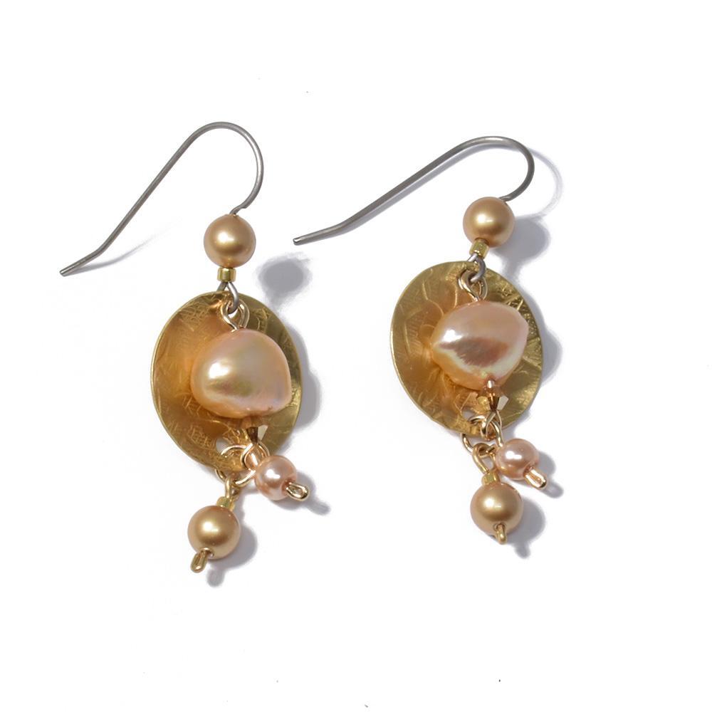 Small Champagne Cream Dangle Earrings