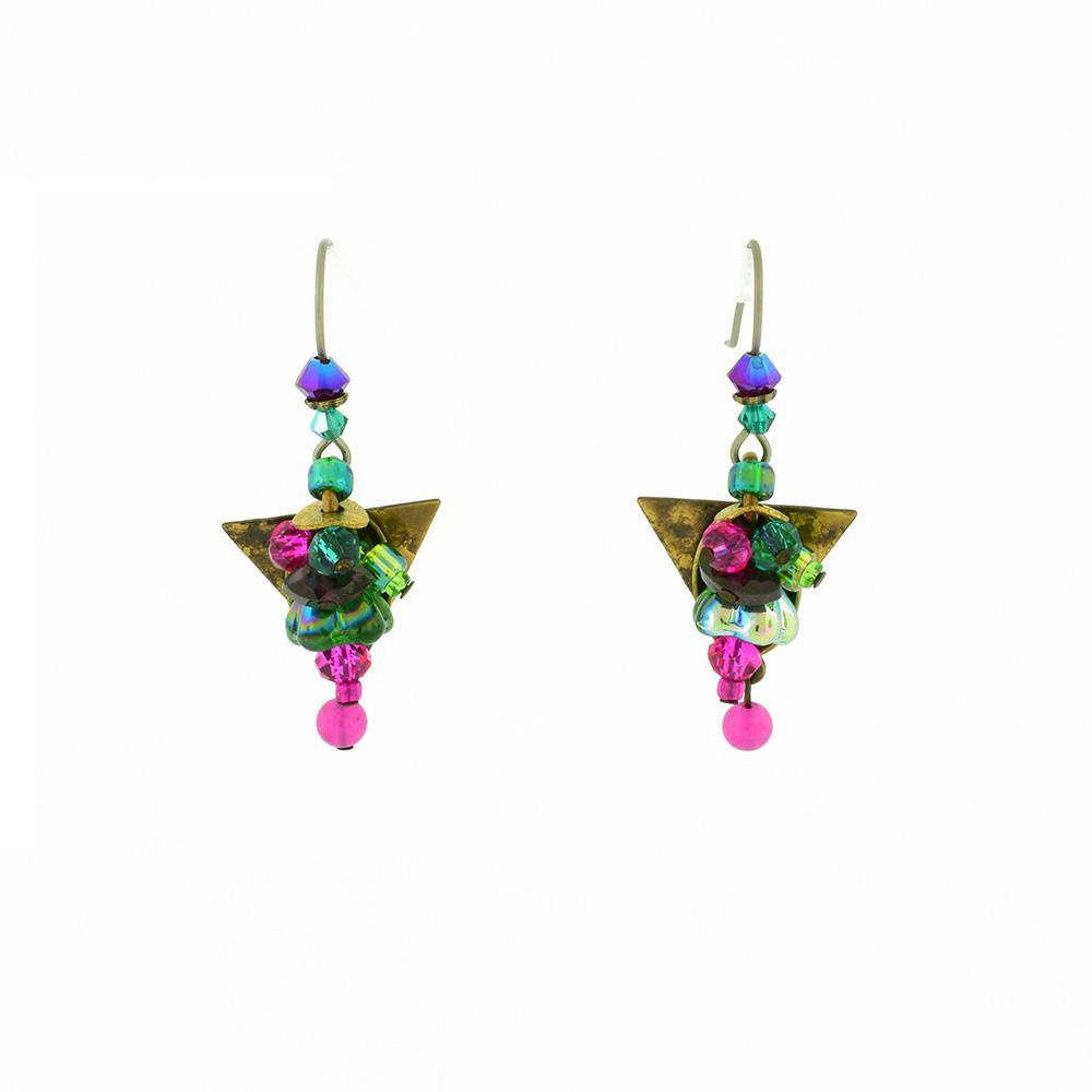 Small Triangular Rose Garden Earrings