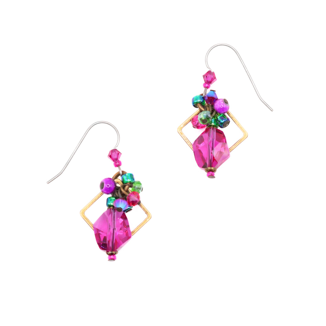 Rose Garden Cluster Earrings hand crafted by artist Honica.