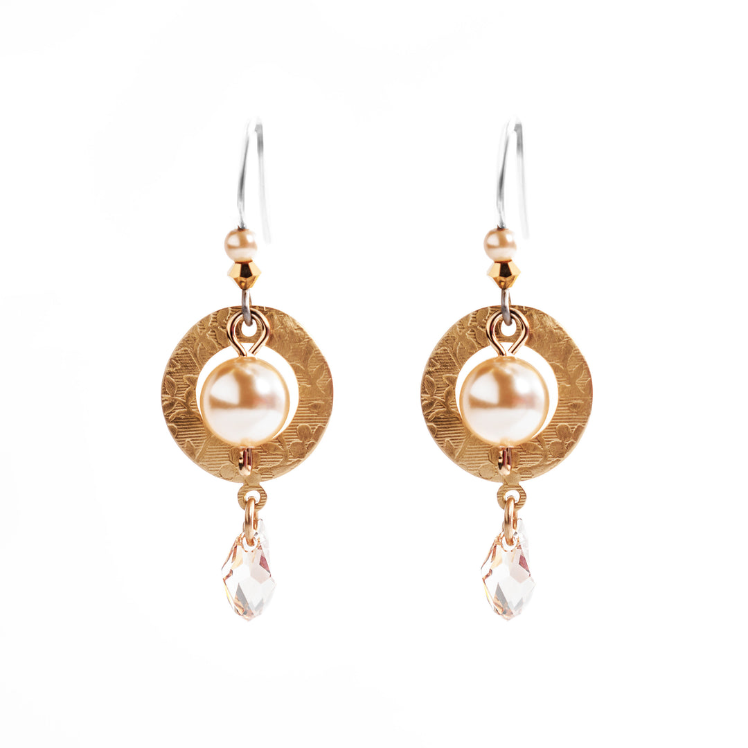 Champagne Cream Pearl Earrings hand crafted by Honica