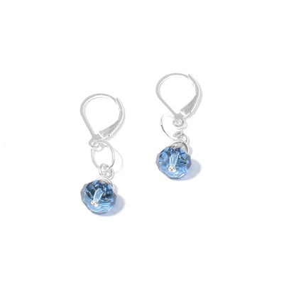 These Roundel Denim Swarovski Crystal Earrings are by artist Karley Smith. She has used sterling silver and Swarovski Crystal to create them.  Each earring measures 1.25" x 0.38".