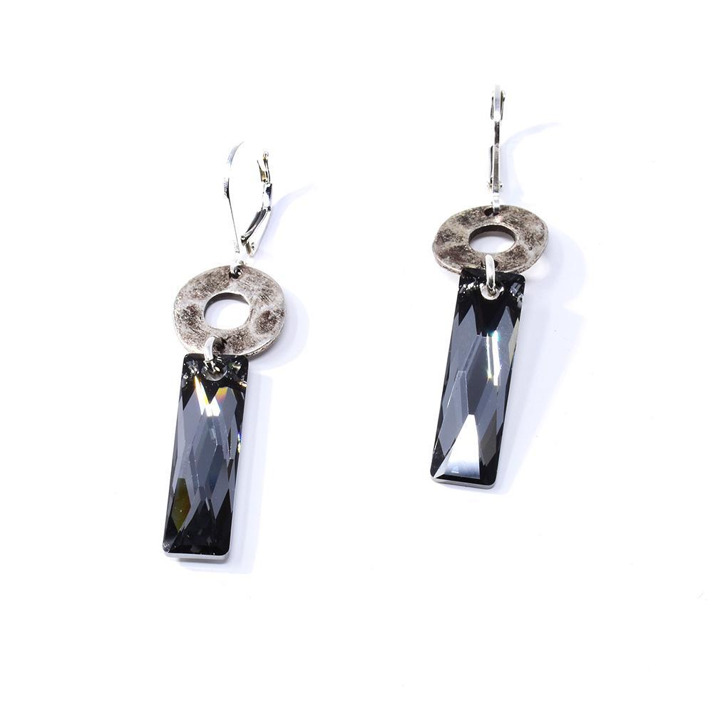 Rectangular Grey Swarovski Crystal Earrings