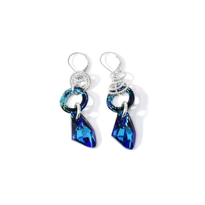 Blue Swarovski Crystal Circle and Drop Earrings