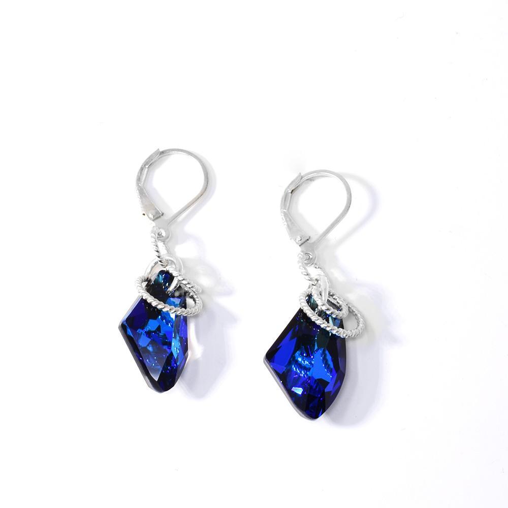 Blue Swarovski Crystal Drop Earrings