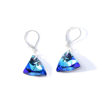 Blue Swarovski Crystal Large Pyramid Earrings