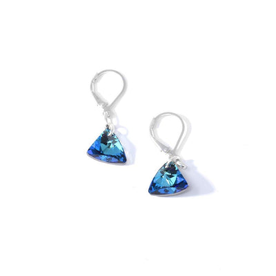 Blue Swarovski Crystal Medium Pyramid Earrings