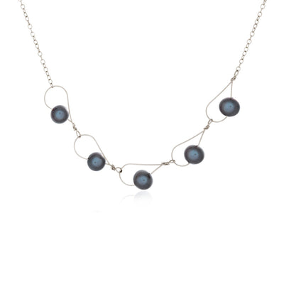 Sterling Silver Black Pearl Rain Collection Necklace - Artina's Jewellery