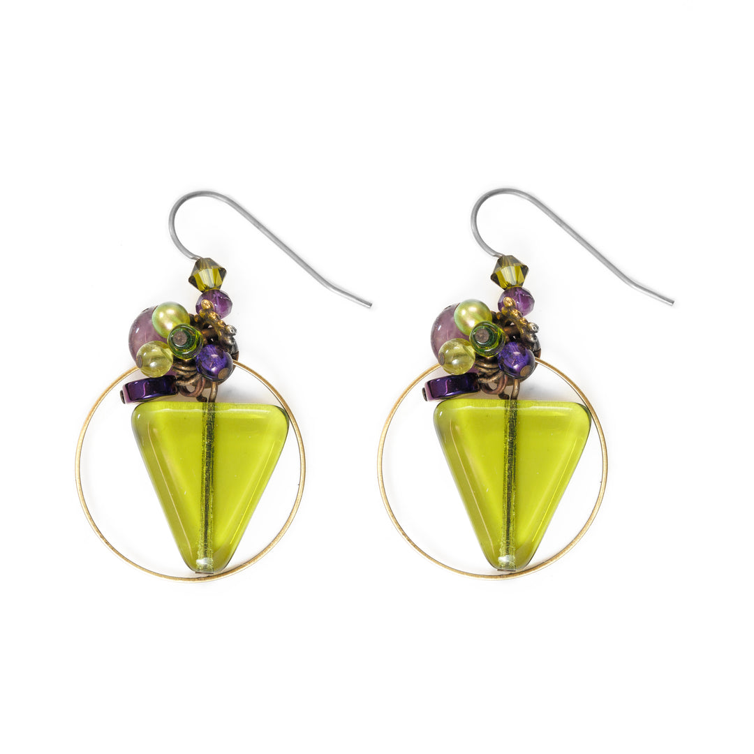 Mystic Triangle Earrings hand crafted by artist Honica.