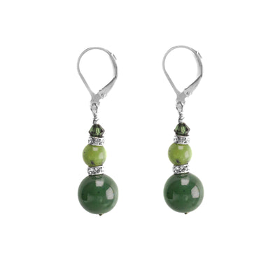 Swarovski Crystal with BC Jade Ball Earrings - Artina's Jewellery