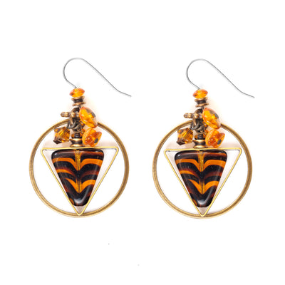 Elemental Amber Triangle Earrings hand crafted by artist Honica.